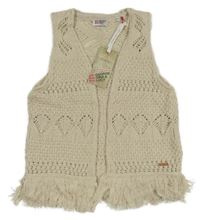 Nové - Béžová pletená vesta s třásněmi George Gina & Lucy