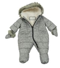 Šedá šusťáková zimní kombinéza s kapucí Mothercare