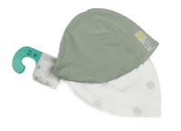 Nové - 2x - Khaki žebrovaná + bílá čepice s puntíky Primark