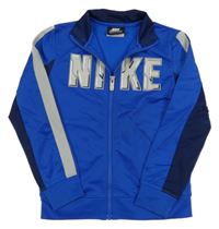 Modro-tmavomodrá sportovní funkční propínací mikina s logem Nike