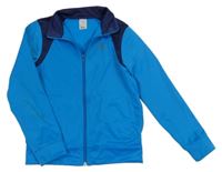 Azurovo-tmavomodrá propínací sportovní funkční mikina Decathlon