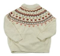 Smetanový žinylkový vzorovaný svetr C&A