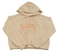 Broskvová crop mikina s nápisem a kapucí H&M