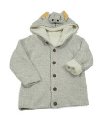 Šedý melírovaný propínací podsity svetr s kapucí M&S