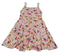 Světlerůžové bavlněné šaty s plameňáky Bluezoo