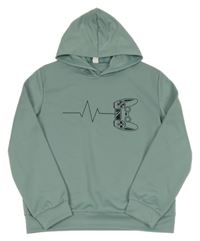 Zelenošedá sportovní mikina s ovladačem a kapucí Shein