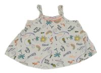 Bílý crop oversize top s plážovým motivem Original Marines