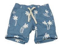 Modré plátěné kraťasy s palmami H&M