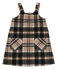 Černo-strarorůžové kostkované vlněné šaty F&F