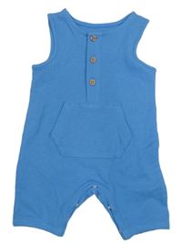 Modré kostkované laclové tepláky s klokankou 