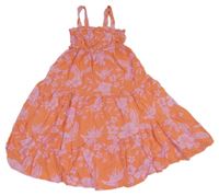 Oranžové lehké květované šaty M&S