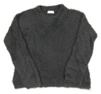 Tmavošedý chlupatý svetr H&M