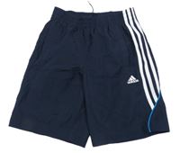 Tmavomodré šusťákové funkční sportovní kraťasy Adidas