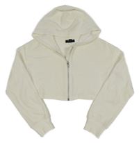 Bílá propínací crop mikina s kapucí New Look