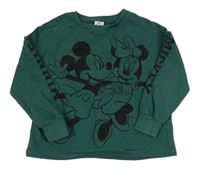 Tmavozelená oversize mikina s Mickey a Minnie Next