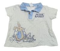 Šedo-bílo-modré vzorované polo tričko s králíčkem - Peter Rabbit M&Co