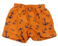 Oranžové plážové kraťasy s kotvami Matalan
