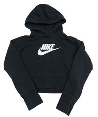Černá crop mikina s logem a kapucí Nike
