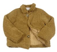 Hnědá huňatá zateplená bunda ZARA