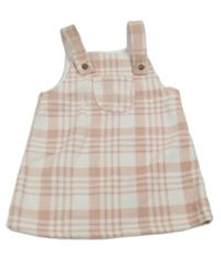 Bílo-světlerůžovo-starorůžové kostkované fleecové šaty s kapsou zn. George