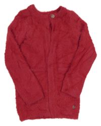 Bordó chlupatý propínací svetr Jill