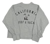 Šedá melírovaná crop mikina s nápisy a palmami ZARA