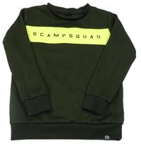 Tmavokhaki-limetková therno mikina s logem Scampssquad