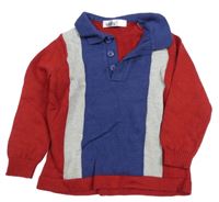 Červeno-šedo-tmavomodrý svetr s límečkem M&Co