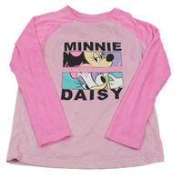 Růžovo-křiklavě růžová plyšová pyžamová mikina s Minnie a Daisy PRIMARK