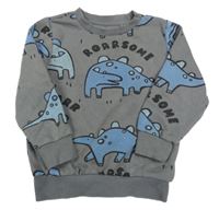 Tmavošedá mikina s dinosaury F&F