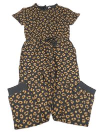 Tmavošedo-světlehnědý vzorovaný teplákový kalhotový teplý overal John Lewis