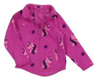 Fuchsiová fleecová propínací mikina s jednorožci St. Bernard