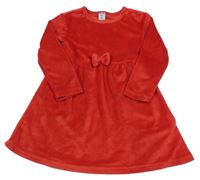 Červené plyšové šaty s mašlí dopodopo