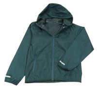 Tmavosmaragdová šusťáková nepromokavá funkční bunda s kapucí crivit