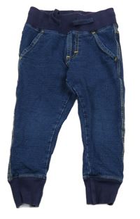 Tmavomodré teplákové rifle s úpletovým pasem