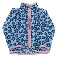 Světlemodro-tmavomodrá květovaná fleecová propínací mikina TCM