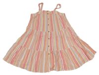 Pruhované mačkané propínací letní šaty M&S