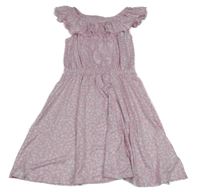 Světlerůžovo-bílé vzorované šaty s volánkem Y.F.K.