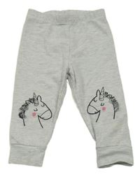 Šedé melírované tepláky s jednorožci Next