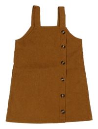 Hnědé manšestrové šaty s knoflíky 