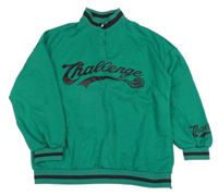 Tmavozelená mikina s nápisem a míčem a límečkem SHEIN