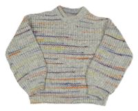 Šedo-barevný melírovaný žebrovaný oversize svetr Next