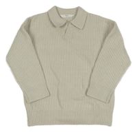 Smetanový žebrovaný oversize svetr s límečkem M&S