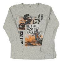Šedé melírované triko s motorkami Chapter young
