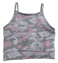 Růžovo-khaki-šedý sportovní army crop top M&Co.