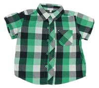 Zeleno-černo-bílá kostkovaná košile s výšivkou Bluezoo