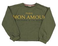 Khaki crop mikina s nápisem Matalan