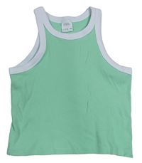 Zelenkavý žebrovaný crop top Zara