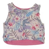 Bílý květovaný crop top s listy George