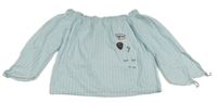 Světlemodro-bílá pruihovaná crop halenka s nášivkami Blue Seven